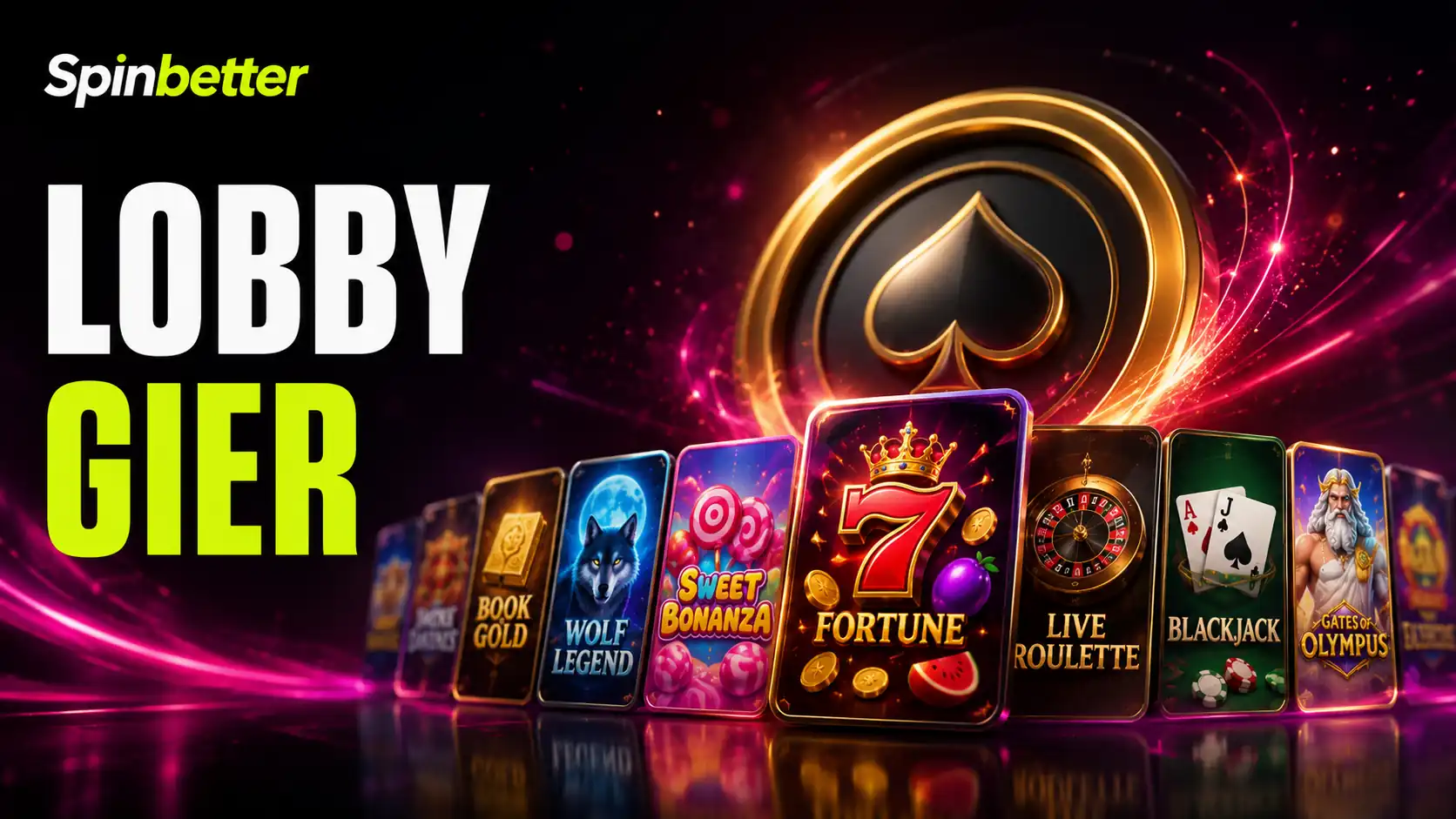 Lobby gier w kasynie SpinBetter z kafelkami automatów i filtrami kategorii